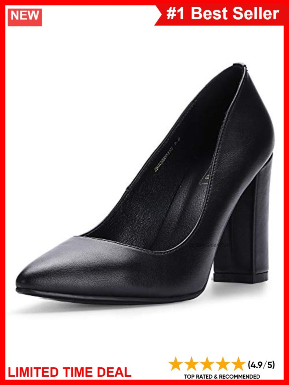 IDIFU Women's Chunky High Heels Closed Pointed Toe Pumps